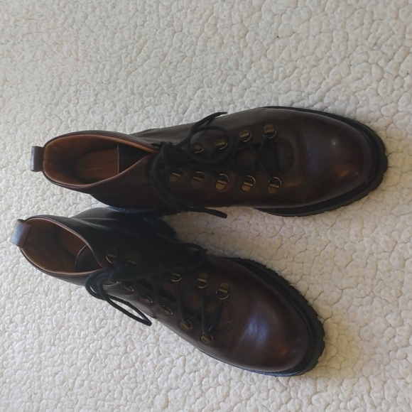 Mercanti Fiorentini Brown Calfskin Leather Hiking Boots (Made in Italy) 10.5 M - Picture 2 of 10